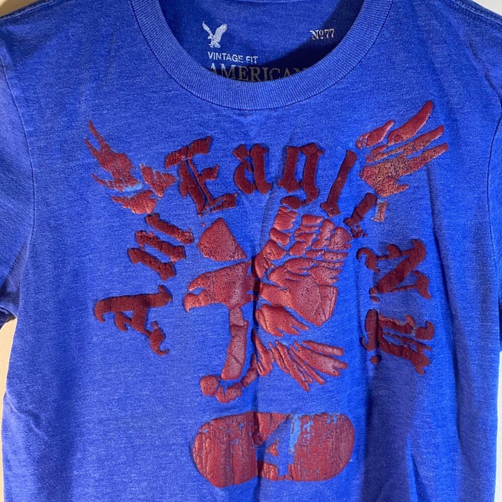 American Eagle Outfitters Tee Shirt Blue Red Vintage Fit Size XS - Picture 3 of 5